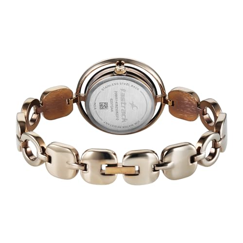 Image of Fastrack Chrome K Quartz Analog with Silver Dial Titanium Brass Solid Strap Watch for Women - 6237QM04