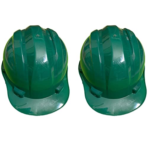 Image of LADWA Green Heavy Duty Superior Safety Helmet, ISI Marked Protective Hard Hat for Construction, Engineering, Industrial and Outdoor Safety Applications (Pack of 2)