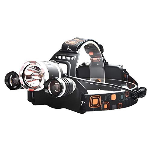 Akumulatorowa latarka czołowa LED, Latarka czołowa Outdoor Long-Range Three-Beam Latarka czołowa Ładowanie LED Wędkarstwo Polowanie(A)