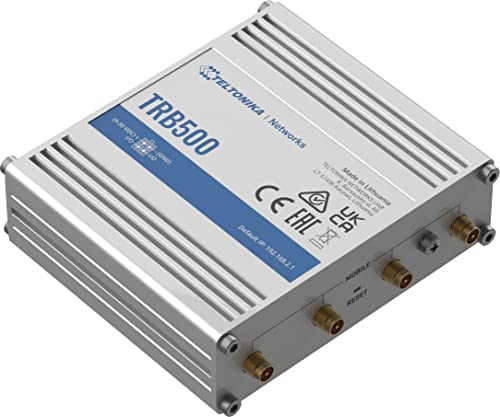 Image of Teltonika TRB500000200 Model TRB500 Industrial 5G Gateway, Speeds of up to 1 Gbps, 1x Ethernet Port, Auto APN, 2X Configurable Inputs /Outputs, Aluminum Housing, AU PSU; Not for use in USA