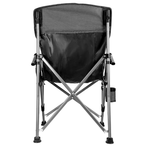 Image of Heavy Duty Folding Camping Chair Supports 400 LBS, Hard Arm Portable Outdoor Chair with Cup Holder & Storage Bag, Foldable Collapsible for Camp, Picnic, Lawn, Fishing, Grey