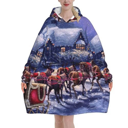 Couverture à capuche Père Noël EdWal en flanelle pelucheuse et chaude pour femme et adulte