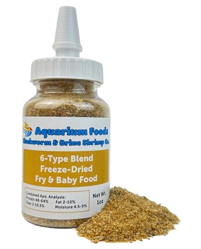 Aquatic Foods Inc. 6-Type Baby Blend- Bloodworm, Brine Shrimp, Plankton, Mysis, Tubifex, Krill, for Tropical Fish Fry, Babies, Guppies, Tetras, Bettas, Nano Fish…1oz Squeeze Bottle