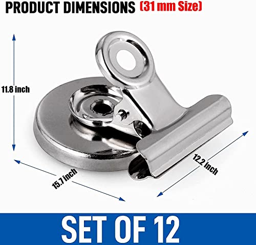 Image of JICOOT Strong Magnetic Clips - Heavy Duty Refrigerator Magnet Clips - 30mm Wide Scratch Safe - Clip Magnets Best for House Office School Use, Hanging Home Decoration, Photo Displays(12Pack)