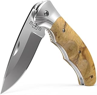 Gentleman’s Folding Knife Pocket Knife Knives Knofe Wood Handle Sharp Blade - Pocket Knife for Men - Best Folder for Camping Hunting - EDC and Outdoor Gear - Birthday Christmas Gifts for Men 6651