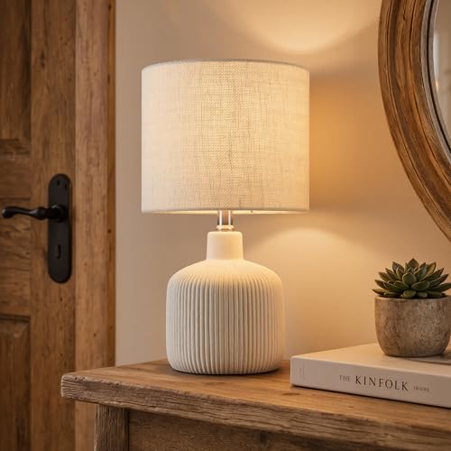 KAWOTI Ceramic Table Lamp, Off-White, 17.75'
