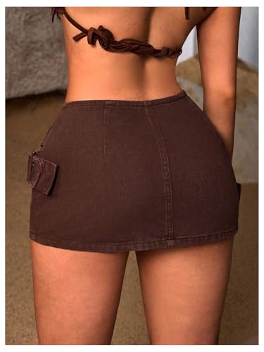 Milumia Women's Criss Cross Mini Denim Skirt Y2k Low Waist Jean Skirts2