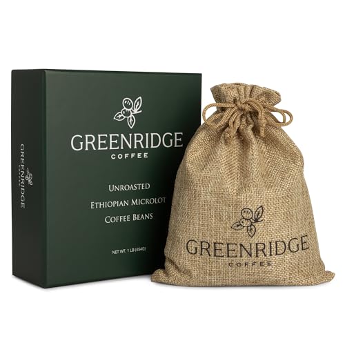 Greenridge Coffee Ethiopian Green Coffee Beans, 1 LB. Unroasted Coffee Beans, Whole Raw Coffee Unroasted, Best Green Coffee for Roasting