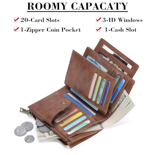 Image of SENDEFN Small Wallets for Women Leather Bifold Compact RFID Blocking with ID Window