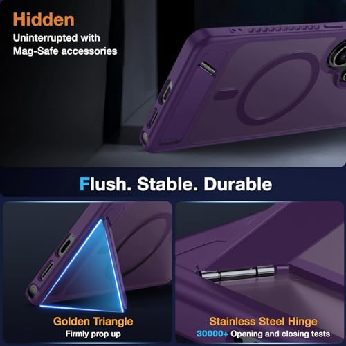 Image of Elzzi Magnetic Magsafe for Samsung Galaxy S26 Ultra Case [Compatible with MagSafe][Full Camera Protection][Built-in Invisible Kickstand] Translucent Matte Phone Back Cover - Deep