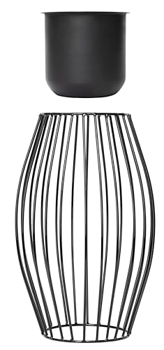 Image of Black Decorative Wire Planter Pot with Stand Indoor Outdoor Plant Stand with Planter Pot Home & Decor
