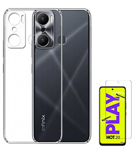 Image of Transparent Soft Silicone TPU Flexible Back Cover Compatible with Infinix Hot 20 Play and Screen Guard