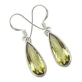 SilverStarJewel カットレモンクォーツイヤリング 1.4インチ 925スターリングシルバー ギフトジュエリー SilverStarJewel カットレモンクォーツイヤリング 1.4インチ 925スターリングシルバー ギフトジュエリー