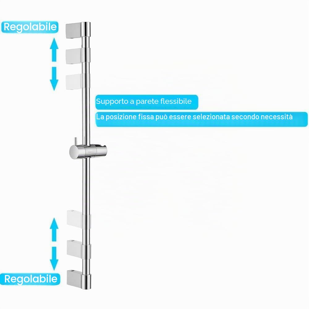 ONECE Set Asta Doccia Saliscendi in Acciaio Inox da 75 cm, Lnstallazione Regolabile, Colonna Doccetta Senza Miscelatore, Saliscendi Doccia con Soffione e Tubo Flessibile, Staffa Supporto Regolabile