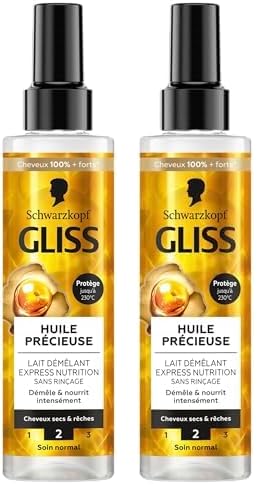 Schwarzkopf - GLISS - Lait Démêlant Express - Huile Précieuse - Nutrition - Protège jusqu'à 230°C - Démêle & Nourrit Intensément - Cheveux Sec &...