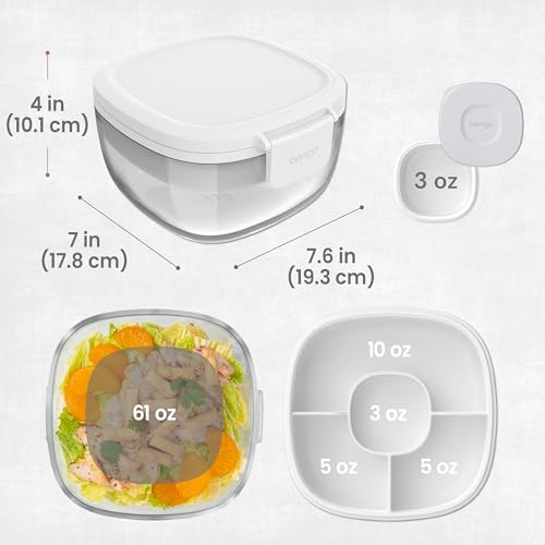 Image of Bentgo Glass Salad Container with Airtight Lid & Leak-Proof Sauce Cup