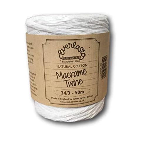 Everlasto Natural Cotton Macrame Twine Cotton Craft String 34/3 5mm x 50m Spool Approx Cover
