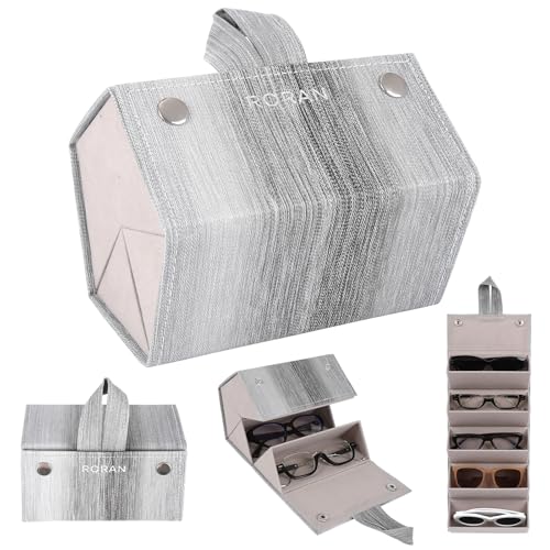 Image of Sunglasses Organizer, Portable Eyeglasses Holder Glasses Storage Box for Women Men, Folding Case Hard Shell, Gradient Design