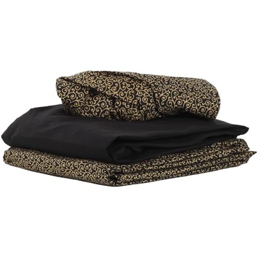 Image of ForPro Premium Designer Microfiber 3-Piece Massage Sheet Set, Golden Swirl with Black Fitted Sheet