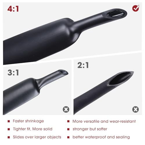 Gaine thermorétractable 4:1 double paroi adhésive noire isolation câble protection étanche 5,5m