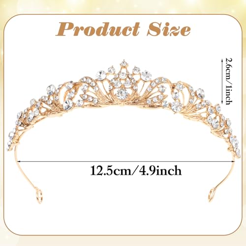 TIESOME Strass Kristall Tiara, Diadem Hochzeit Krone Stirnband Prinzessin Elegante Krone Braut Hochzeit Stirnbänder Abschlussball Geburtstagsfeier Haarschmuck Schmuck Geschenke für Frauen(gold)