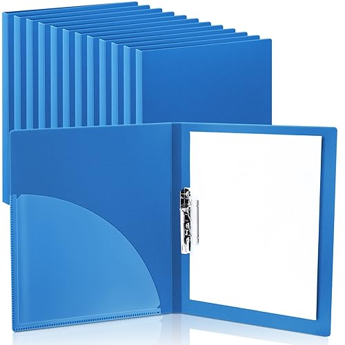 Teling Pacote com 12 pastas de fichário sem perfuração, 21 x 28 cm, fichário sem anel com bolso, cli