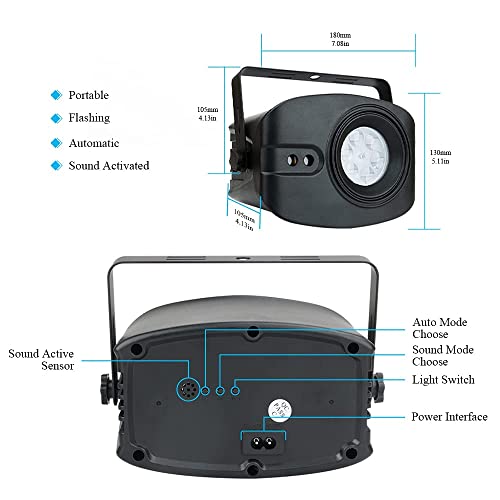 Wgss Dj Lights Sound Activated, Led Laser Strobe Stage Disco Party Light Sync With Music Remote Portable Show Projector For Dance Floor Karaoke Birthday Christmas Halloween Wedding Decorations #TOP4