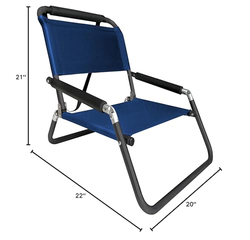 Image of Neso Beach Chairs - Lightweight, Portable and Foldable Recliner Beach Chairs for Park, Camping and Outdoor Adventures - with Slip Pockets and Shoulder Strap - 2 Pack - Navy - Regular