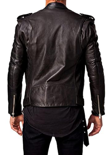Image of Men Leather Jacket - Lambskin Winter Vintage Motorcycle Biker Jacket, Coat Soft & Stylish Moto Ride & Racing Jacket's