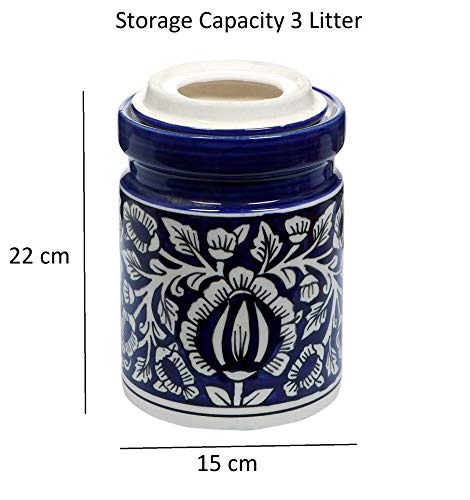 Image of Blue Pottery Hand Paintaed Mughal Ceramic Food Storage Multipurpose Storage Container for Home | 3 KG