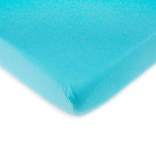 Image of SheetWorld Fitted Pack N Play Playard Sheet Compatible with Dream On Me Zodiak Portable Playard 25 x 37 inches, 100% Cotton Jersey, Hypoallergenic, Butter Soft, Solid Aqua, Made in USA