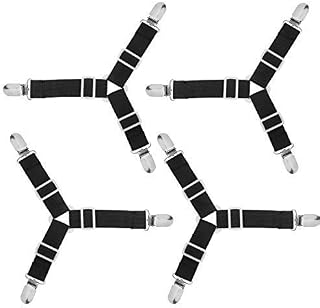 BetyBedy 4Pcs Triangle Bed Sheet Holder, Adjustable Sheet Band Straps Fasteners Suspenders, Bed