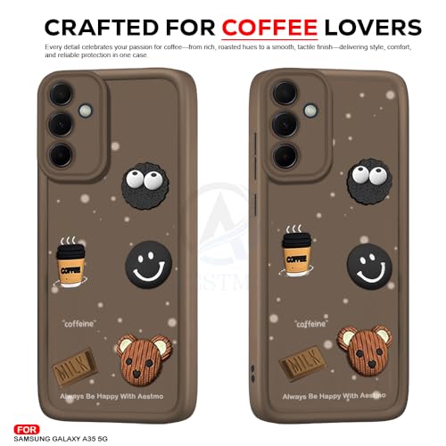 Image of AESTMO Back Case Cover for Samsung Galaxy A35 5G Back Cover | Cute Fun Cartoon 3D Ball | Coffee Silicone Case | Full Body Protection | Camera Protection Back Cover for Samsung Galaxy A35 5G (Brown)