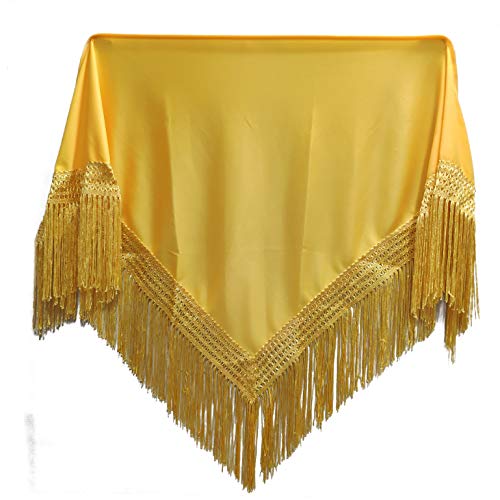 MUNDDY® - Manton Flamenco sevillana Liso Para niña. Mantones Flamenco Sevillana.Color Rojo Negro Rosa Blanco Amarillo Azul. Envio desde madrid con seguimiento. … (Amarillo) Cover