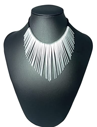 allumini cotone collana punte, collana etnica, alluminio fatta a mano