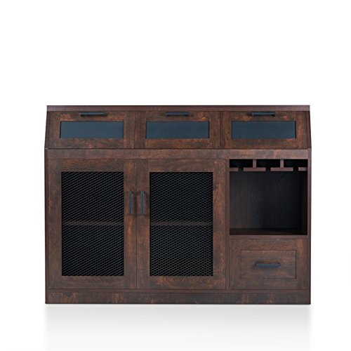 Furniture Of America Coffman Wood Wine Storage Buffet In Vintage Walnut #TOP5