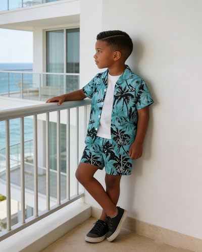 Image of SANGTREE 3 Piece Boy Outfits Short Sleeve Shirt and Shorts Set Beach Vacation Summer Clothes, 3 Months - 9 Years