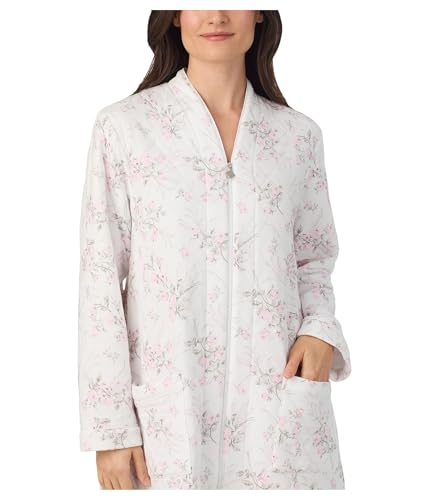 Eileen West womens Cotton Knit Long Sleeve Diamond Quilt Zip Robe4