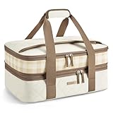 TOURIT Casserole Carrier Chic Double Decker Insulated Casserole Carriers for Hot or Cold Food Lasagna Lugger Tote for Picnic Cookouts Potluck Fits 9''x 13'' Baking Dish