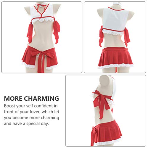 ABOOFAN Womens Lingerie Set Auto Tie Ruffle Guarnição Sutiã E Calcinha Set Com Tiras Babydoll Bodysu