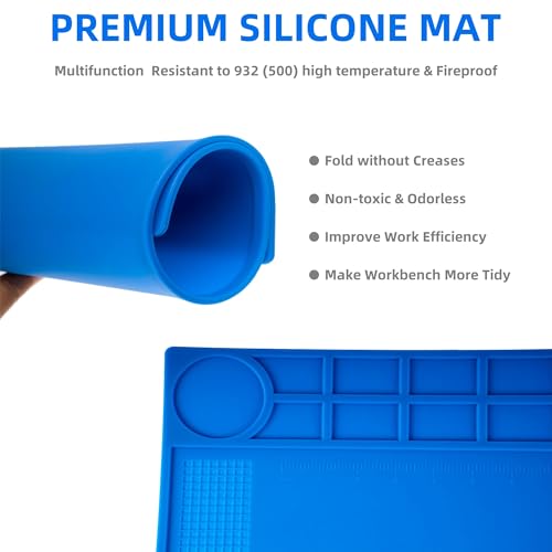 Image of Kaisiking Magnetic Silicone Soldering Mat Heat Resistant Soldering Repair Work Mat Electronics Soldering Mat (102 Soldering Mat)
