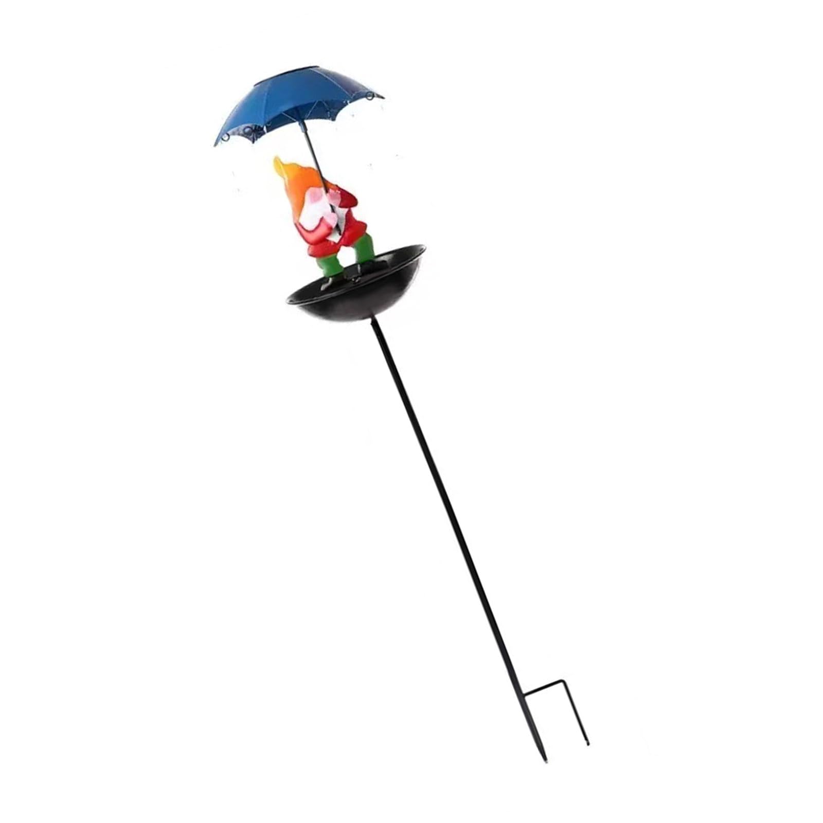 Mangeoire oiseaux avec parapluie en fer et statue de grenouille décorative pour cour