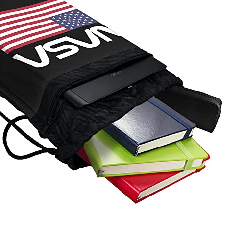 LOGOVISION NASA Official Worm Logo United States Usa Flag Drawstring Backpack Sports Bag Sackpack 17" x 13", Perfect for Gym, Yoga or Practice4