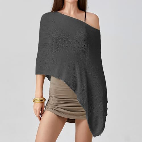 Women Sheer Poncho Top Lightweight Knit Crochet Shrug Bolero Mesh Batwing Sleeve Sweater Cover Up Beachwear4