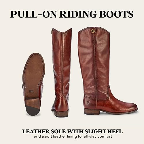 Image of Frye Melissa Button 2 Equestrian-Inspired Tall Boots for Women Made from Hard-Wearing Vintage Leather with Antique Silver Hardware and Leather Outsole - 15 inch Shaft Height, Redwood - 12 WS
