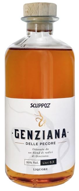 Genziana delle Pecore in infusione di vino liquore artigianale Scuppoz Abruzzo 50cl 23% vol in busta regalo