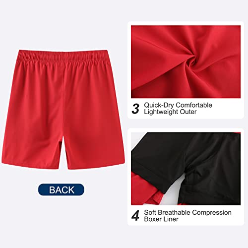 Image of HODOSPORTS Mens 7 inch Swim Trunks with Compression Liner S-6XL Quick Dry Swimming Shorts Zipper Pockets Swimsuits