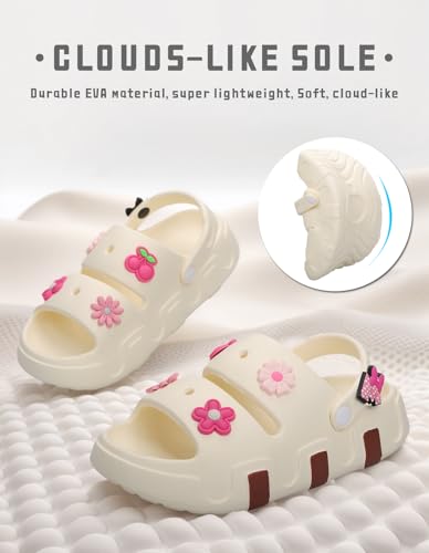 Kids Girls Slide Sandals Double Buckle Toddler Water Clogs Summer Beach Pool Outdoor Slip on Shoes Shower Clouds Slippers3