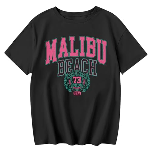 Image of Sulayesh Cute Letter Graphic Tees for Girls Preppy Aesthetic Shirts Oversized Trendy T Shirts Loose Casual Summer Tops