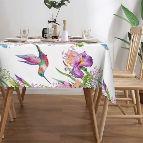 Nappe rectangulaire imprimée fleurs anti-taches pour buffets et réception